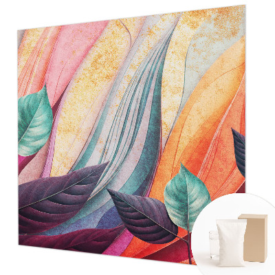 Papel mural con patrón decorativo con hojas abstractas como motivo