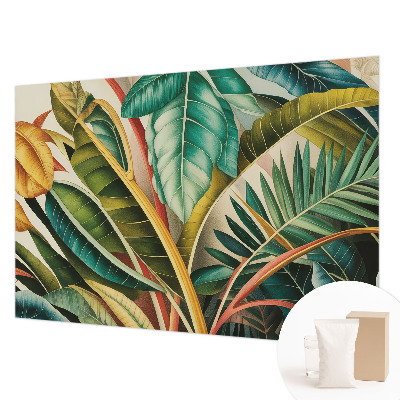 Mural decorativo con diseño de hojas exóticas