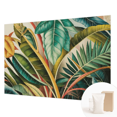Mural decorativo con diseño de hojas exóticas
