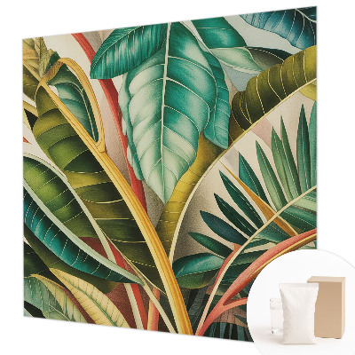 Mural decorativo con diseño de hojas exóticas