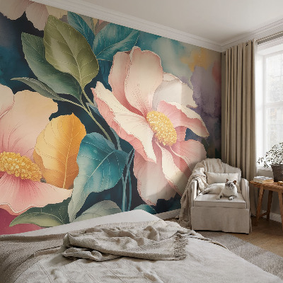 Papel mural con patrón decorativo con motivo floral de estilo elegante