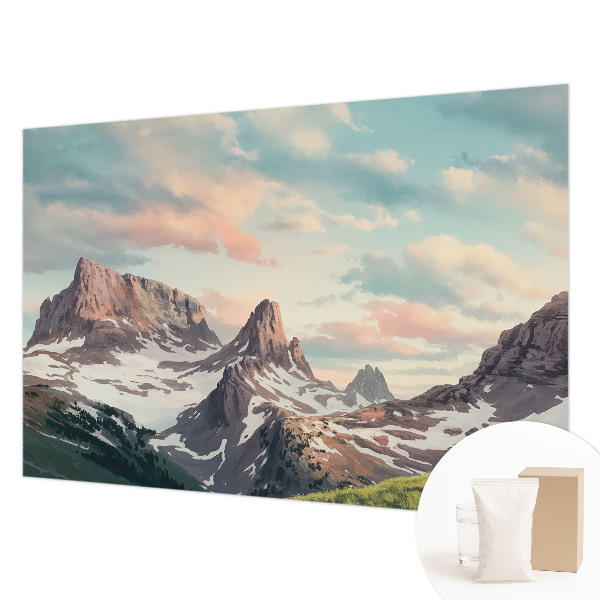 Fotomural decorativo para cabecero de cama con un panorama de montaña