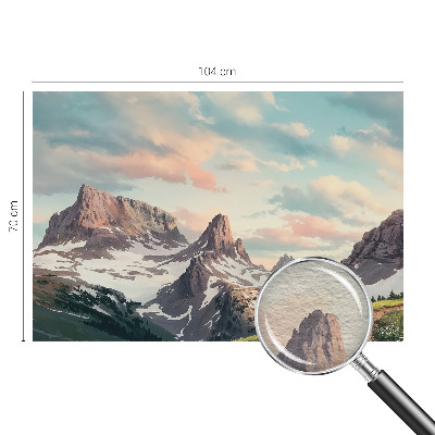 Fotomural decorativo para cabecero de cama con un panorama de montaña