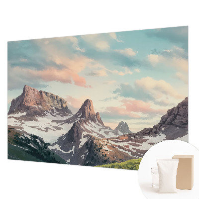 Fotomural decorativo para cabecero de cama con un panorama de montaña