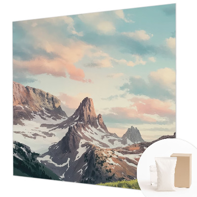 Fotomural decorativo para cabecero de cama con un panorama de montaña