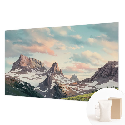 Fotomural decorativo para cabecero de cama con un panorama de montaña