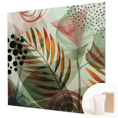 Mural de pared con estampado hermoso con motivo de hojas abstractas
