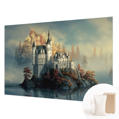 Papel mural texturado decorativo con diseño de castillo de cuento de hadas