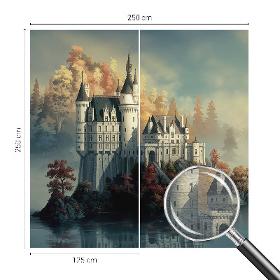 Papel mural texturado decorativo con diseño de castillo de cuento de hadas