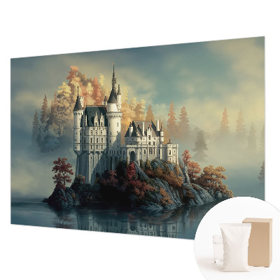 Papel mural texturado decorativo con diseño de castillo de cuento de hadas