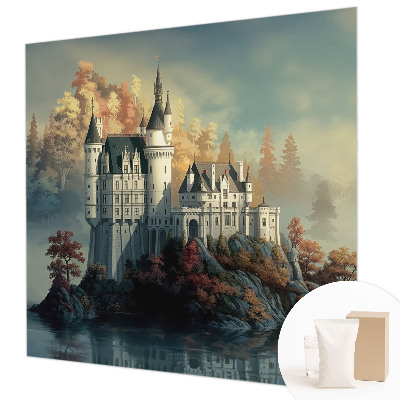 Papel mural texturado decorativo con diseño de castillo de cuento de hadas