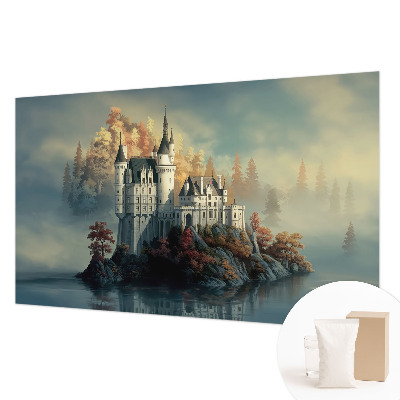 Papel mural texturado decorativo con diseño de castillo de cuento de hadas