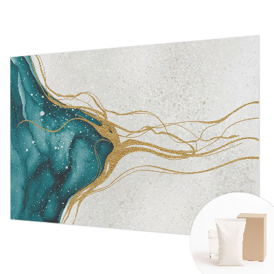 Papel mural texturado decorativo con diseño de líneas en color turquesa