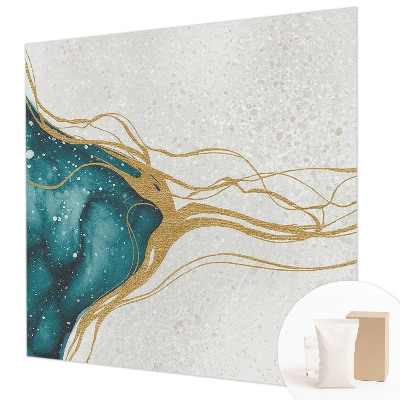 Papel mural texturado decorativo con diseño de líneas en color turquesa