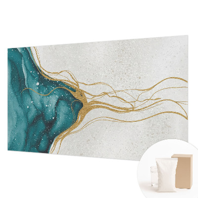 Papel mural texturado decorativo con diseño de líneas en color turquesa
