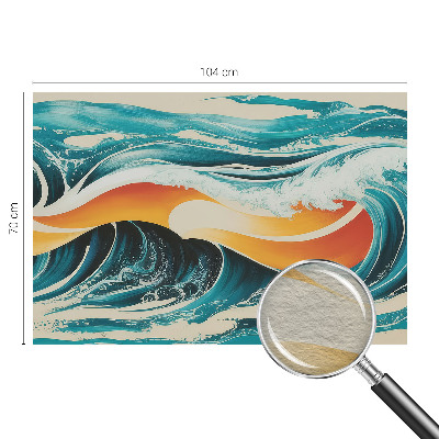 Fotomural decorativo para cabecero de cama con un motivo de ondas abstractas