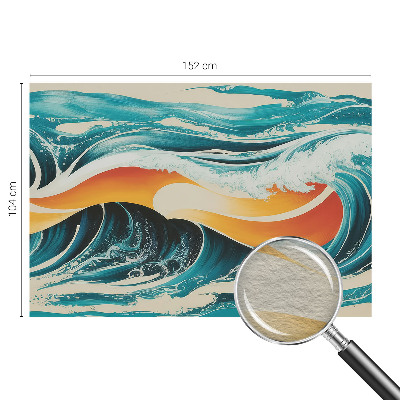Fotomural decorativo para cabecero de cama con un motivo de ondas abstractas