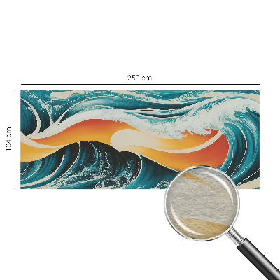 Fotomural decorativo para cabecero de cama con un motivo de ondas abstractas