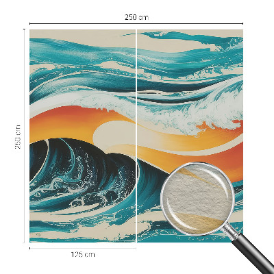 Fotomural decorativo para cabecero de cama con un motivo de ondas abstractas