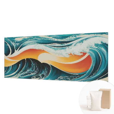 Fotomural decorativo para cabecero de cama con un motivo de ondas abstractas