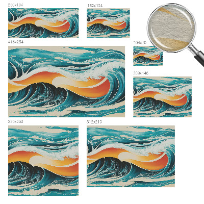 Fotomural decorativo para cabecero de cama con un motivo de ondas abstractas