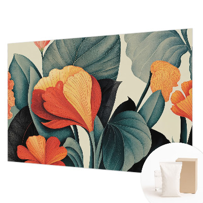 Mural de pared con estampado hermoso con flores coloridas