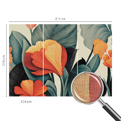 Mural de pared con estampado hermoso con flores coloridas