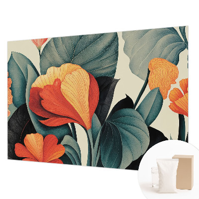 Mural de pared con estampado hermoso con flores coloridas