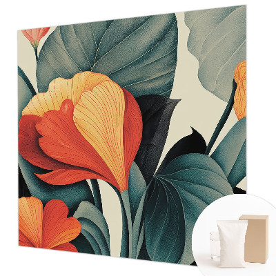 Mural de pared con estampado hermoso con flores coloridas