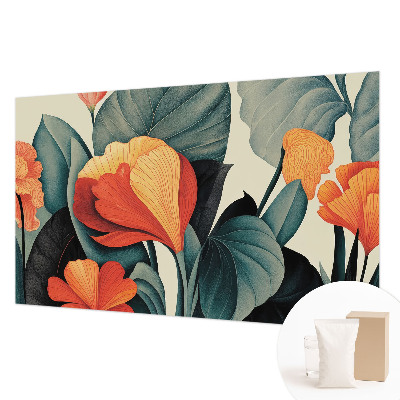 Mural de pared con estampado hermoso con flores coloridas
