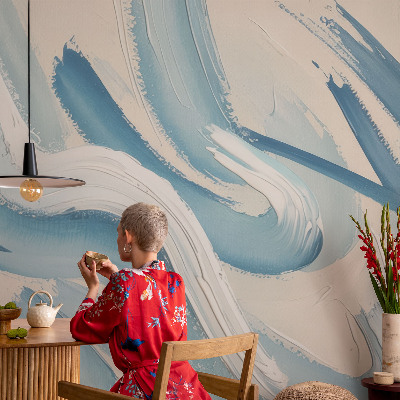 Papel mural con patrón decorativo con motivos de trazos abstractos
