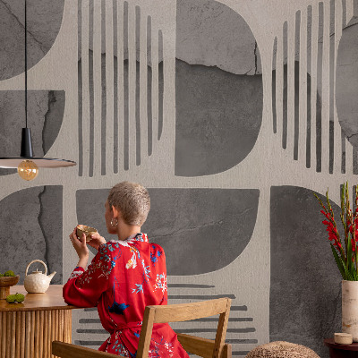 Mural decorativo con formas geométricas