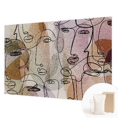 Mural de pared con estampado hermoso con diseño de caras lineales