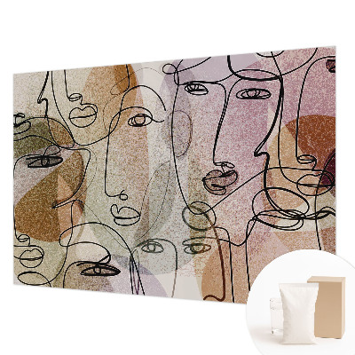 Mural de pared con estampado hermoso con diseño de caras lineales