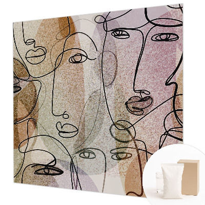 Mural de pared con estampado hermoso con diseño de caras lineales