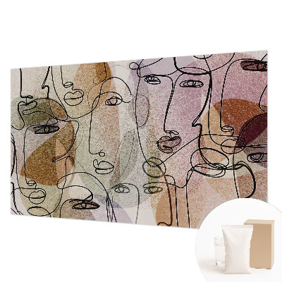 Mural de pared con estampado hermoso con diseño de caras lineales