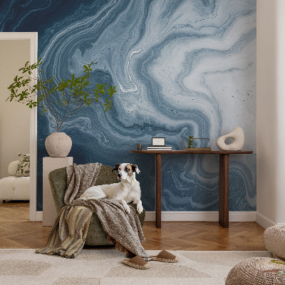 Papel mural con patrón decorativo con motivo de olas azules