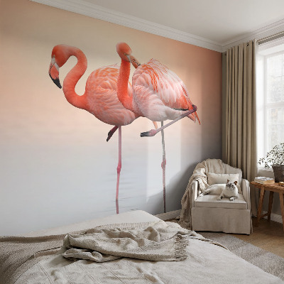 Mural de pared con estampado hermoso con delicados flamencos