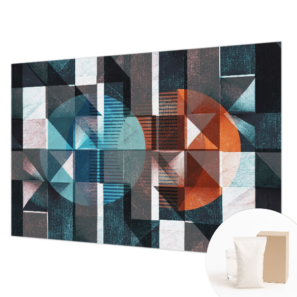 Mural decorativo con formas abstractas