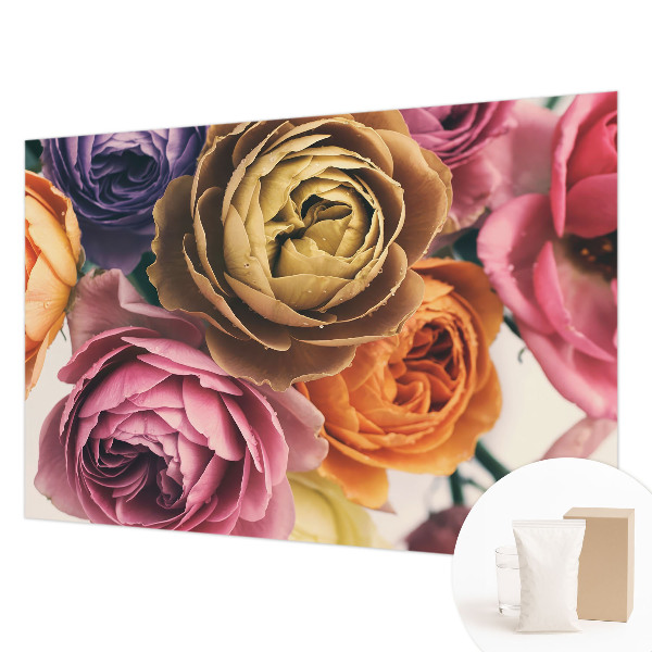 Papel mural con patrón decorativo con rosas coloridas