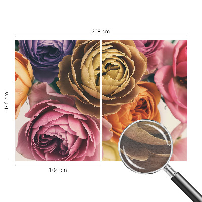 Papel mural con patrón decorativo con rosas coloridas