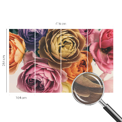 Papel mural con patrón decorativo con rosas coloridas