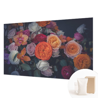 Papel mural con patrón decorativo con un motivo de ramo colorido