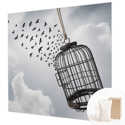 Mural de pared con estampado hermoso con motivo de pájaros voladores