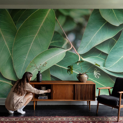 Mural decorativo con diseño de hojas verdes