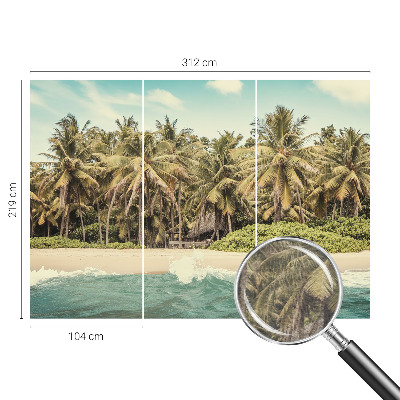 Mural de pared con estampado hermoso con motivo de playa tropical