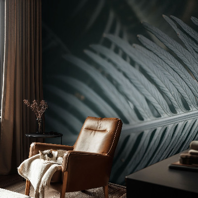 Papel mural texturado decorativo con diseño de hoja verde