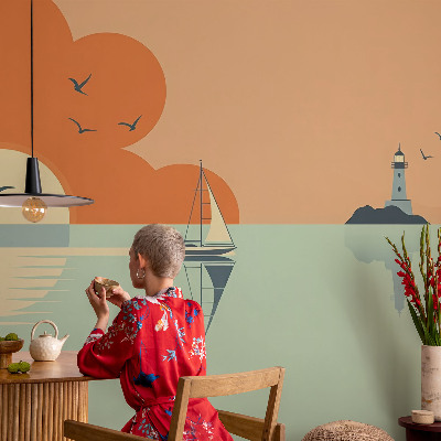 Papel mural con patrón decorativo con diseño «Delicias del mar»