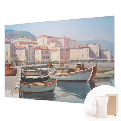 Fotomural decorativo para cabecero de cama con un motivo de paraíso junto al mar