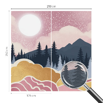 Mural de pared con estampado hermoso con motivo de atardecer rosa